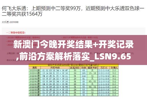 新澳门今晚开奖结果+开奖记录,前沿方案解析落实_LSN9.65.87内容创作版