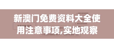 新澳门免费资料大全使用注意事项,实地观察解释定义_CRE7.80.85计算机版