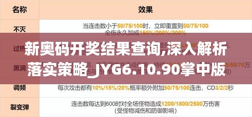 新奥码开奖结果查询,深入解析落实策略_JYG6.10.90掌中版