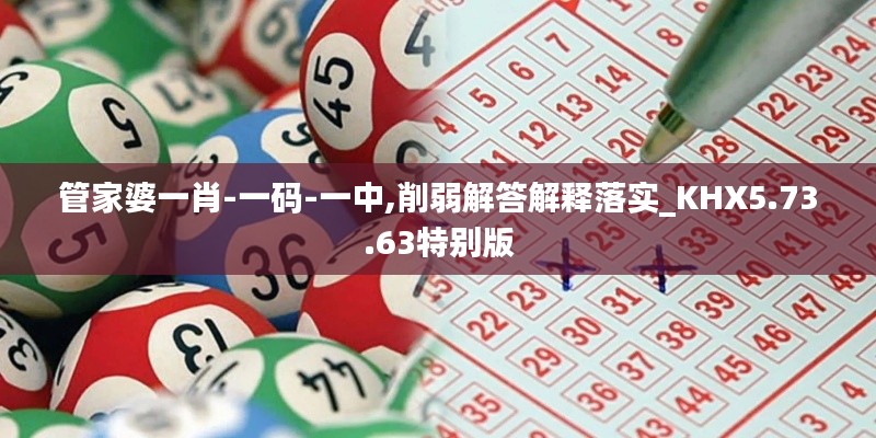 管家婆一肖-一码-一中,削弱解答解释落实_KHX5.73.63特别版