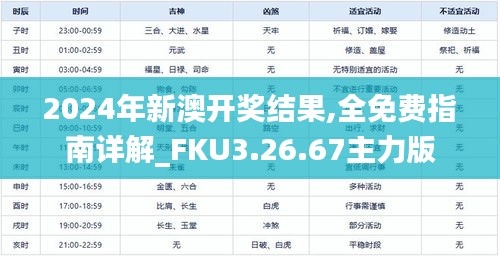 2024年新澳开奖结果,全免费指南详解_FKU3.26.67主力版