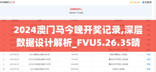 2024澳门马今晚开奖记录,深层数据设计解析_FVU5.26.35晴朗版