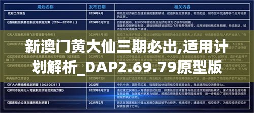 新澳门黄大仙三期必出,适用计划解析_DAP2.69.79原型版