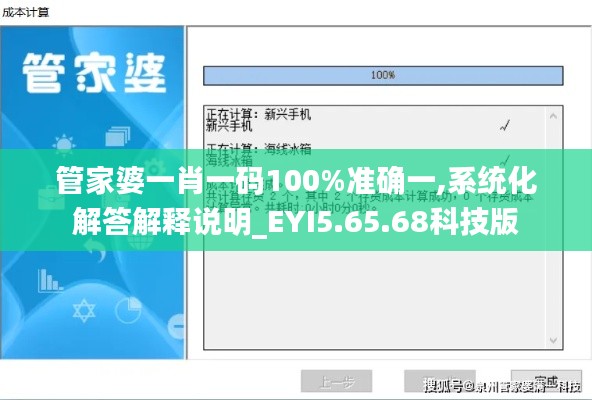 管家婆一肖一码100%准确一,系统化解答解释说明_EYI5.65.68科技版