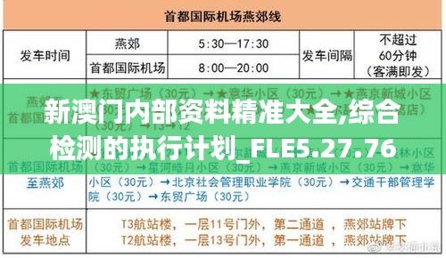 新澳门内部资料精准大全,综合检测的执行计划_FLE5.27.76精致版