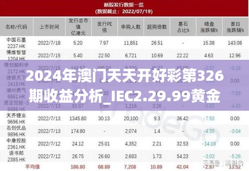 2024年澳门天天开好彩第326期收益分析_IEC2.29.99黄金版