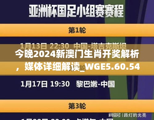 今晚2024新澳门生肖开奖解析，媒体详细解读_WGE5.60.54即时版