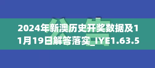 2024年新澳历史开奖数据及11月19日解答落实_IYE1.63.50见证版