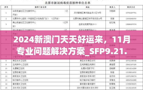 2024新澳门天天好运来，11月专业问题解决方案_SFP9.21.36随心版