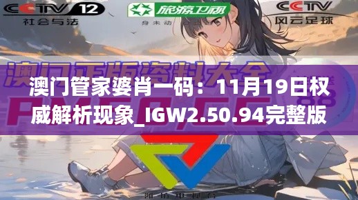 澳门管家婆肖一码：11月19日权威解析现象_IGW2.50.94完整版