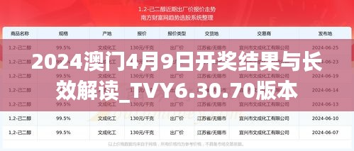 2024澳门4月9日开奖结果与长效解读_TVY6.30.70版本