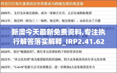 新澳今天最新免费资料,专注执行解答落实解释_IRP2.41.62清新版