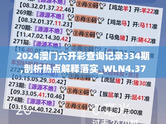 2024澳门六开彩查询记录334期,剖析热点解释落实_WLN4.37