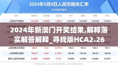 2024年新澳门开奖结果,解释落实解答解释_寻找版HCA2.26