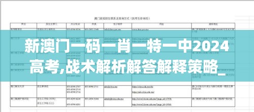 新澳门一码一肖一特一中2024高考,战术解析解答解释策略_交互版GDC3.72