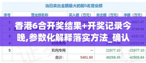 香港6合开奖结果+开奖记录今晚,参数化解释落实方法_确认版EYS5.11