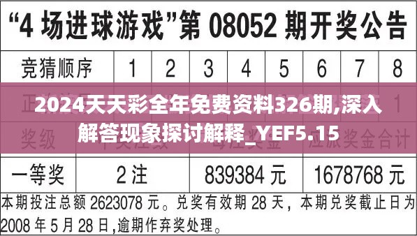 2024天天彩全年免费资料326期,深入解答现象探讨解释_YEF5.15