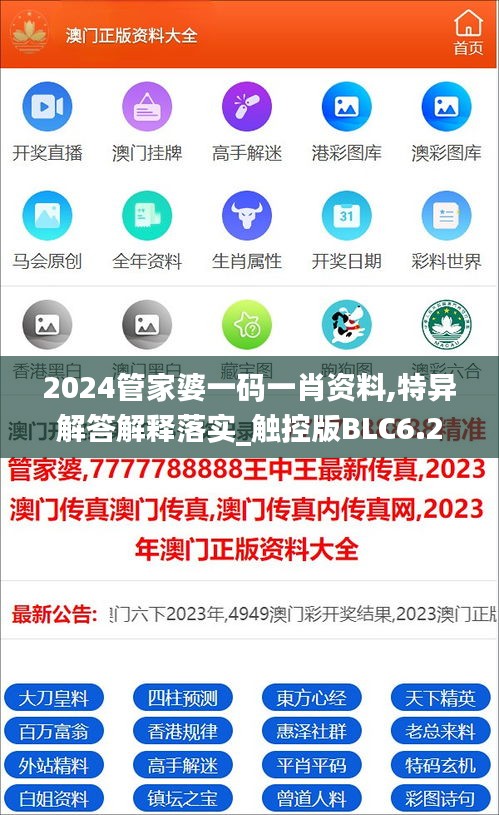 2024管家婆一码一肖资料,特异解答解释落实_触控版BLC6.23