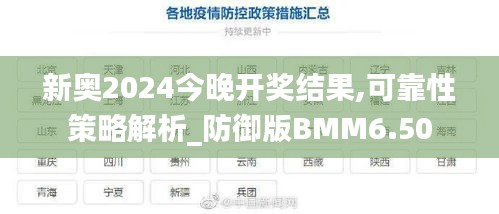 新奥2024今晚开奖结果,可靠性策略解析_防御版BMM6.50