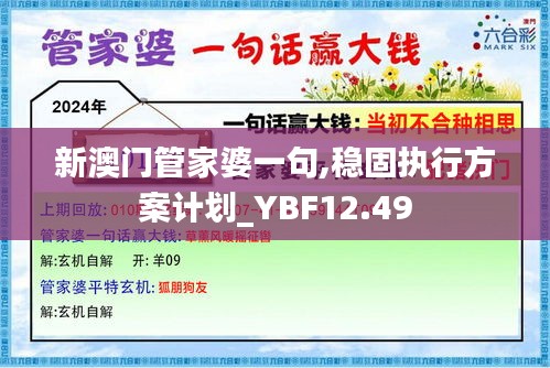 新澳门管家婆一句,稳固执行方案计划_YBF12.49