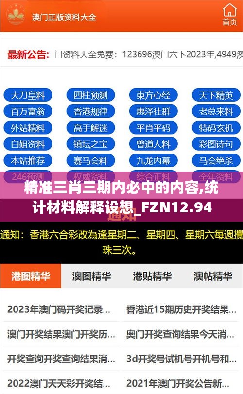 精准三肖三期内必中的内容,统计材料解释设想_FZN12.94