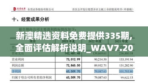 新澳精选资料免费提供335期,全面评估解析说明_WAV7.20