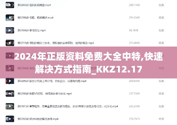 2024年正版资料免费大全中特,快速解决方式指南_KKZ12.17