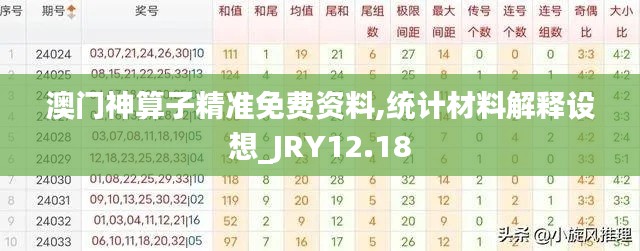 澳门神算子精准免费资料,统计材料解释设想_JRY12.18