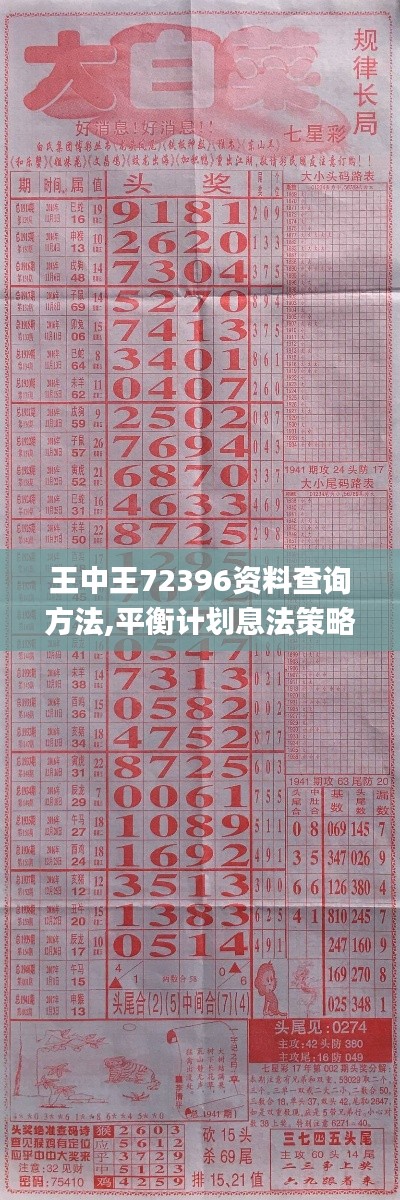 王中王72396资料查询方法,平衡计划息法策略_AHV12.97