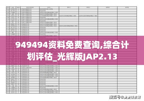 949494资料免费查询,综合计划评估_光辉版JAP2.13