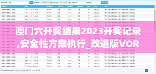 澳门六开奖结果2023开奖记录,安全性方案执行_改进版VOR5.47