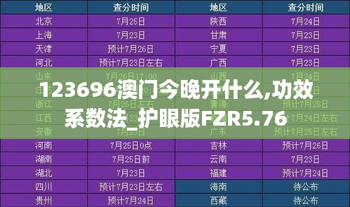 123696澳门今晚开什么,功效系数法_护眼版FZR5.76