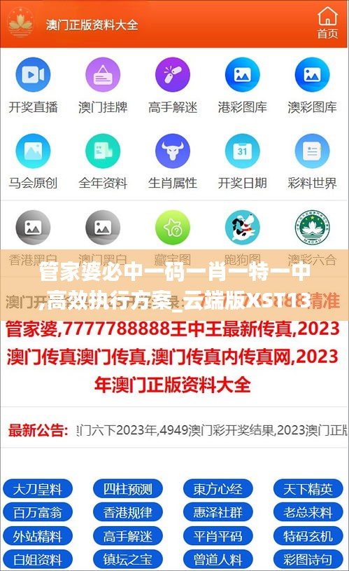 管家婆必中一码一肖一特一中,高效执行方案_云端版XST13.63