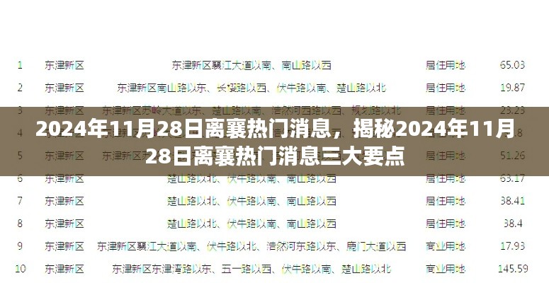 揭秘，2024年11月28日离襄热门消息的三大要点解析