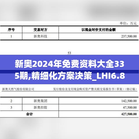 新奥2024年免费资料大全335期,精细化方案决策_LHI6.875原汁原味版