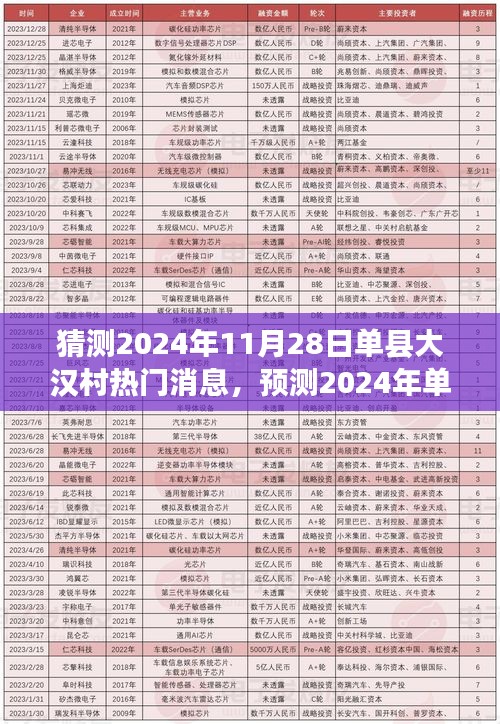 揭秘单县大汉村未来焦点新闻，2024年11月28日热门消息预测