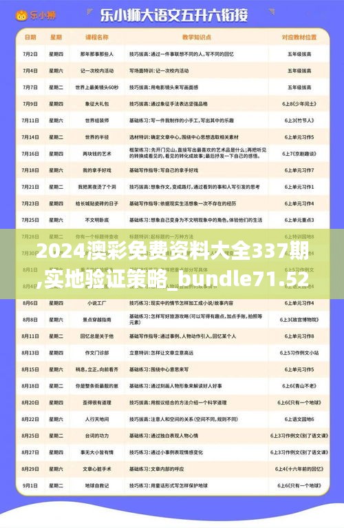 2024澳彩免费资料大全337期,实地验证策略_bundle71.524-5