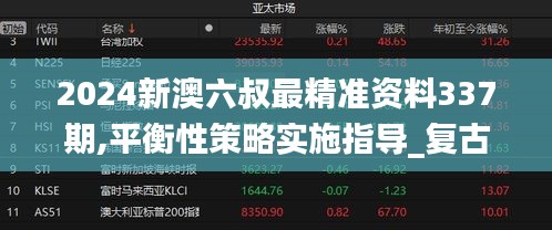 2024新澳六叔最精准资料337期,平衡性策略实施指导_复古版85.638-1