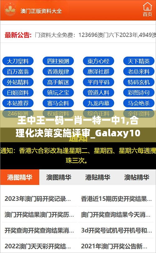 王中王一码一肖一特一中1,合理化决策实施评审_Galaxy10.388-4