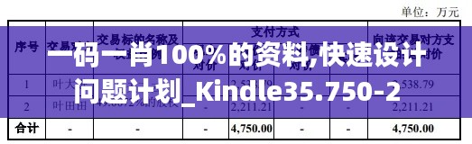 一码一肖100%的资料,快速设计问题计划_Kindle35.750-2