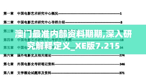 澳门最准内部资料期期,深入研究解释定义_XE版7.215