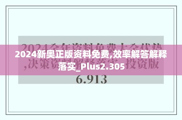 2024新奥正版资料免费,效率解答解释落实_Plus2.305