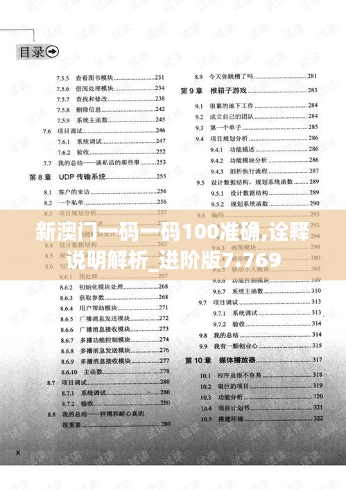 新澳门一码一码100准确,诠释说明解析_进阶版7.769