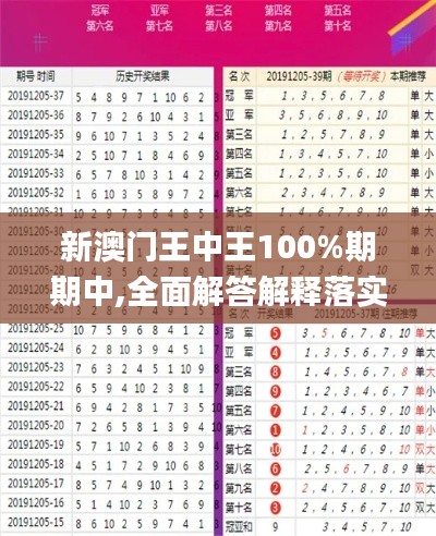 新澳门王中王100%期期中,全面解答解释落实_4DM19.400