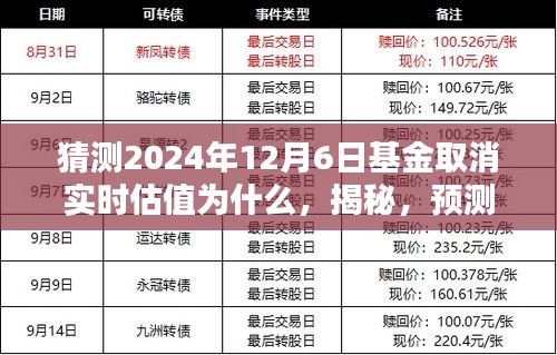 揭秘预测，2024年基金取消实时估值的背后动因与猜测标题，基金实时估值取消背后的动因，揭秘与预测至2024年12月6日的影响分析