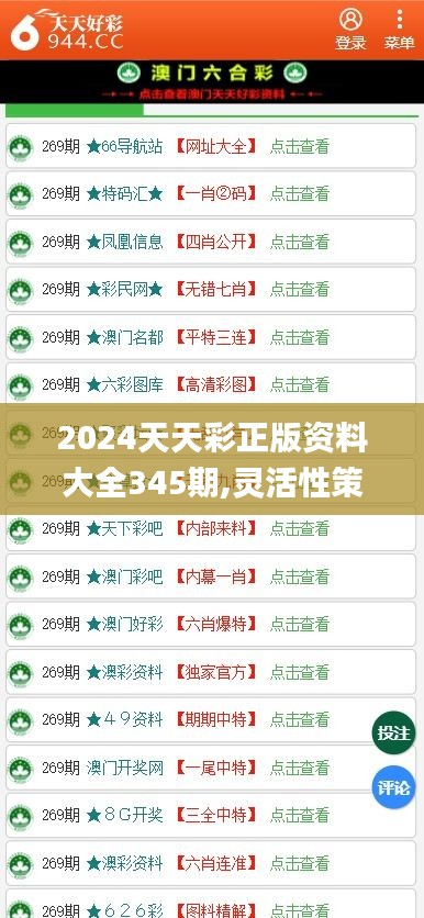 2024天天彩正版资料大全345期,灵活性策略解析_轻量版1.506