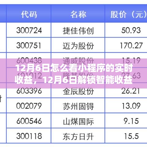 12月6日小程序智能收益全景展示，实时收益一目了然，科技重塑收益新纪元