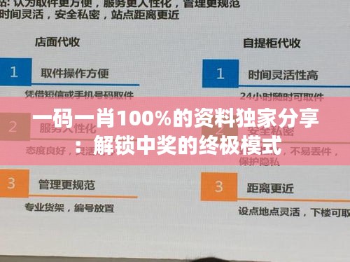 一码一肖100%的资料独家分享：解锁中奖的终极模式