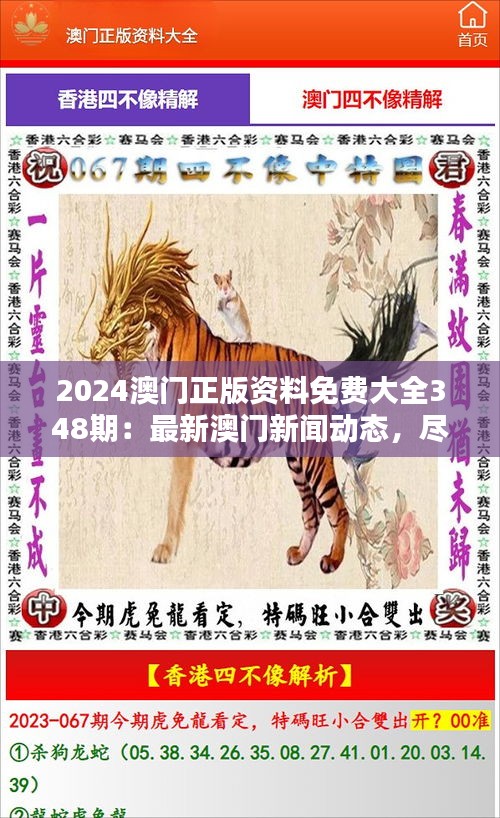 2024澳门正版资料免费大全348期：最新澳门新闻动态，尽在掌握