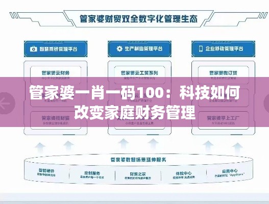 管家婆一肖一码100：科技如何改变家庭财务管理